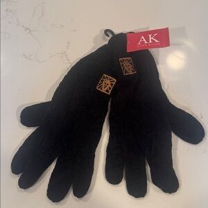 Anne Klein Black and Gold Knit Gloves